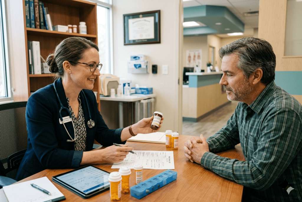 Doctor explaining prescription medication
